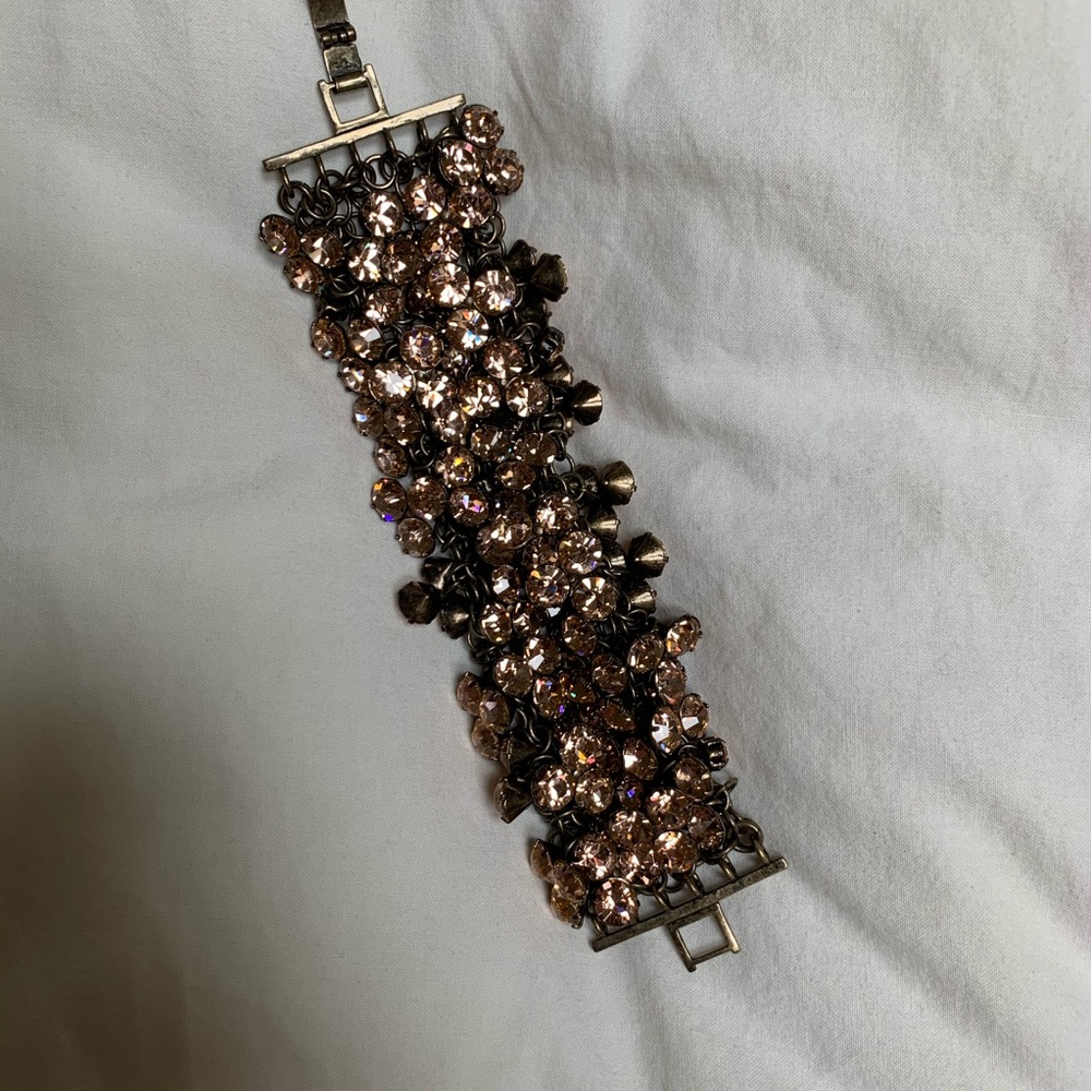 J. Crew Rose Colored Crystal Statement Bracelet - Picture 7 of 8